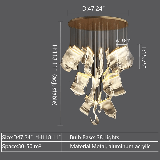 Extra Large Modern Paper Chandelier For Staircase / Foyer Villa Hall Ceiling - cyranlamps