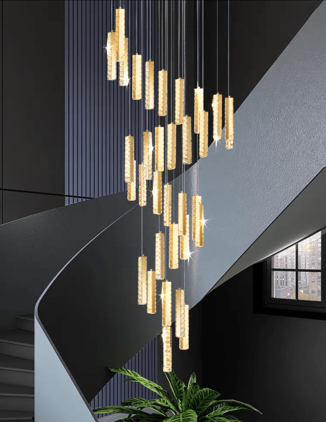 Extra Large Modern Spiral Crystal Ceiling Light Decoration for Staircase/ High Ceiling Living Room/ Hotel Lobby/ Hallway - cyranlamps