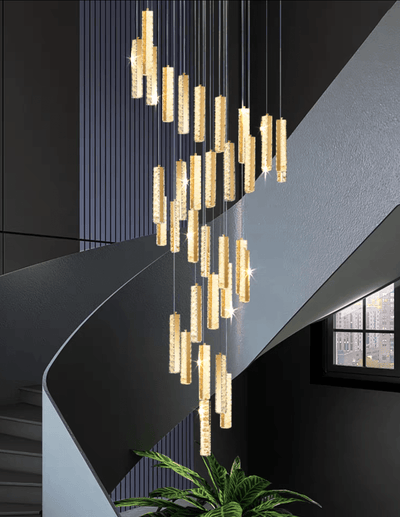 Extra Large Modern Spiral Crystal Ceiling Light Decoration for Staircase/ High Ceiling Living Room/ Hotel Lobby/ Hallway - cyranlamps