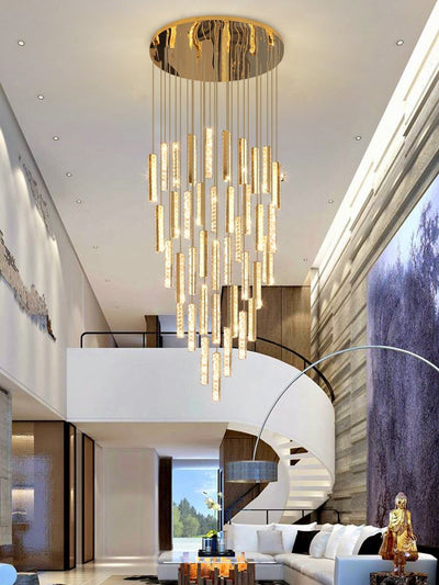 Extra Large Modern Spiral Crystal Ceiling Light Decoration for Staircase/ High Ceiling Living Room/ Hotel Lobby/ Hallway - cyranlamps