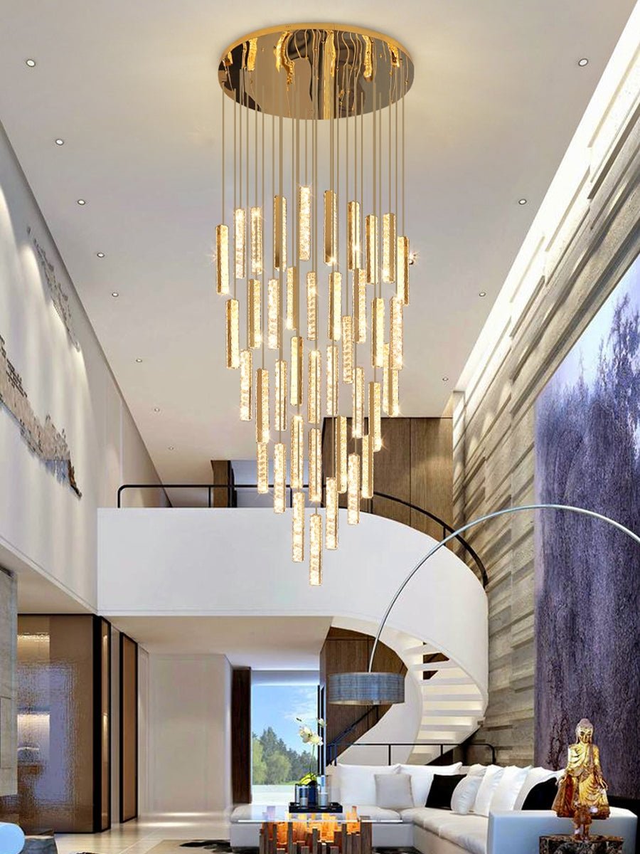 Extra Large Modern Spiral Crystal Ceiling Light Decoration for Staircase/ High Ceiling Living Room/ Hotel Lobby/ Hallway - cyranlamps