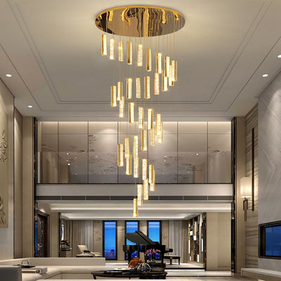 Extra Large Modern Spiral Crystal Ceiling Light Decoration for Staircase/ High Ceiling Living Room/ Hotel Lobby/ Hallway - cyranlamps