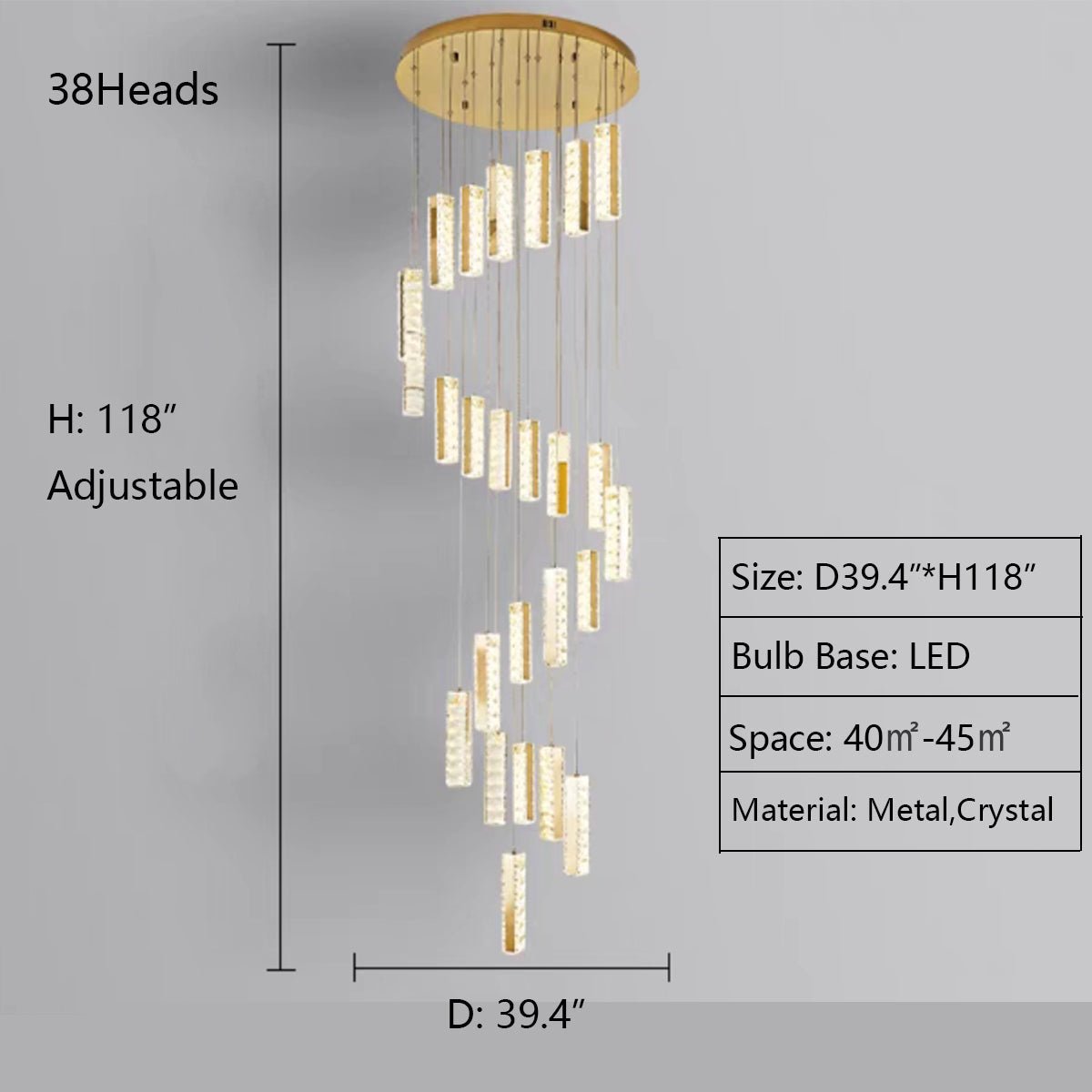 Extra Large Modern Spiral Crystal Ceiling Light Decoration for Staircase/ High Ceiling Living Room/ Hotel Lobby/ Hallway - cyranlamps
