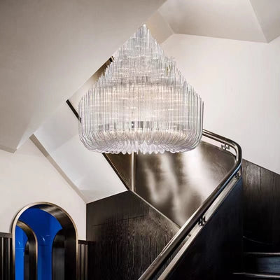 Extra Large Modern Tiers Clear Crystal Tubes Chandelier for Living Room/Hotel Lobby - cyranlamps