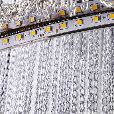Extra Large Multi - layered Post - Modern Luxury Metal Chains Chandelier for High - ceiling Room - cyranlamps
