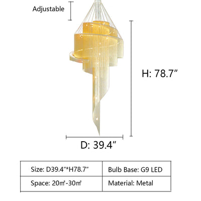 Extra Large Multi - layered Post - Modern Luxury Metal Chains Chandelier for High - ceiling Room - cyranlamps