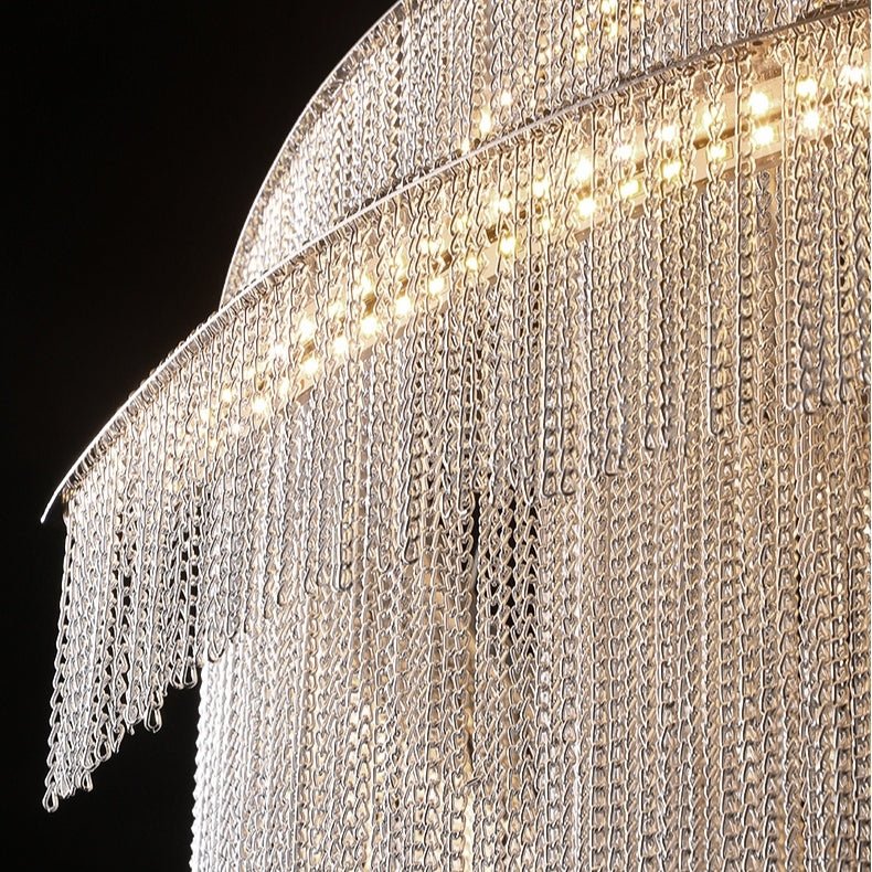 Extra Large Multi - layered Post - Modern Luxury Metal Chains Chandelier for High - ceiling Room - cyranlamps