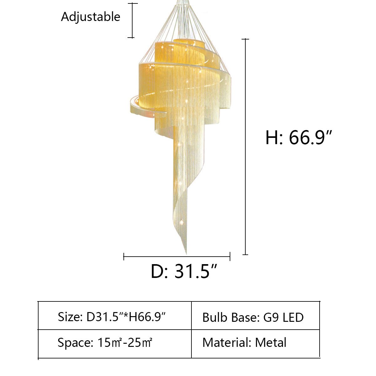Extra Large Multi - layered Post - Modern Luxury Metal Chains Chandelier for High - ceiling Room - cyranlamps