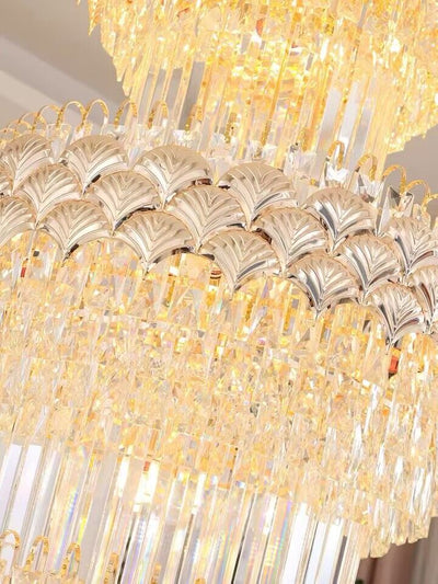 Extra Large Multi - layers Gold Luxury Crystal Chandelier Modern Empire Decrative Crystal Light For Living Room/Foyer/Staircase - cyranlamps