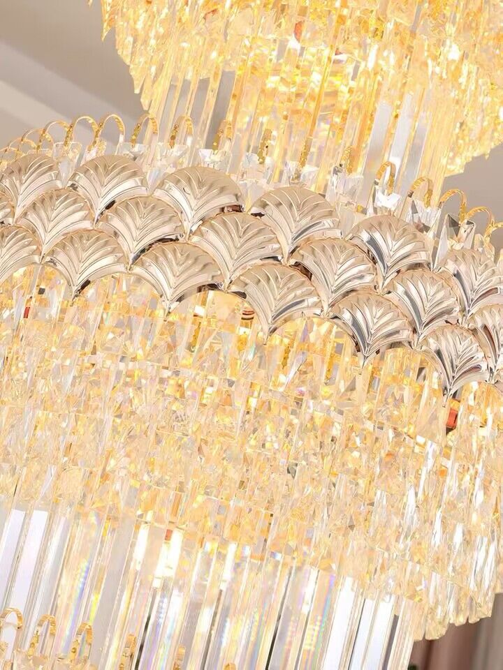 Extra Large Multi - layers Gold Luxury Crystal Chandelier Modern Empire Decrative Crystal Light For Living Room/Foyer/Staircase - cyranlamps