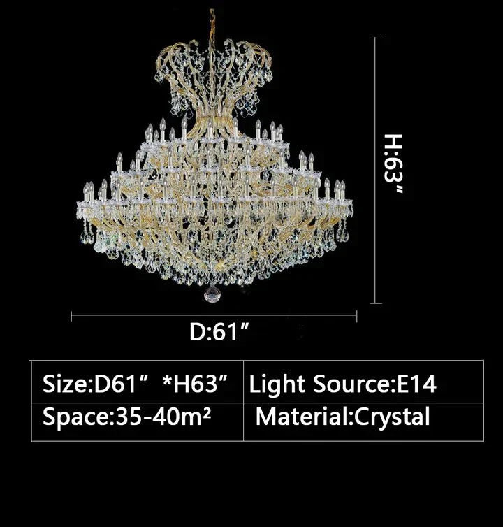 Extra Large Multi - layers Luxury Candle Branch Crystal Chandelier for Living Room/Foyer/Stairs - cyranlamps