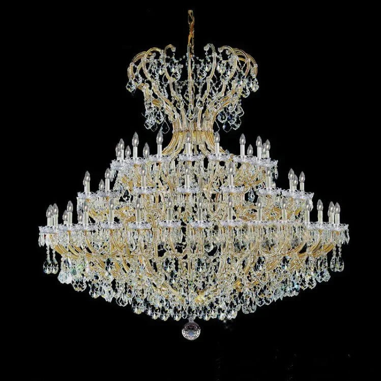 Extra Large Multi - layers Luxury Candle Branch Crystal Chandelier for Living Room/Foyer/Stairs - cyranlamps