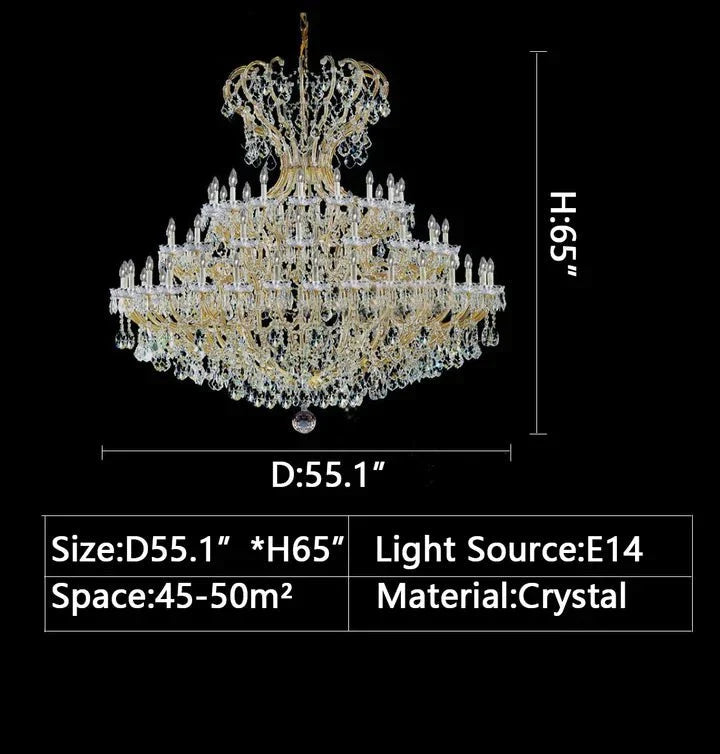 Extra Large Multi - layers Luxury Candle Branch Crystal Chandelier for Living Room/Foyer/Stairs - cyranlamps