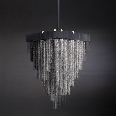 Extra Large Multi - tier Aluminum Tassel Chain Art Chandelier for Villa/Stairs/Foyer/Living Room - cyranlamps
