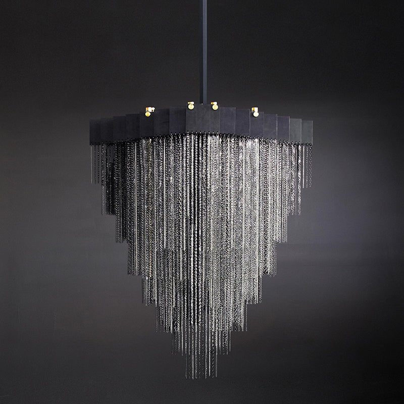 Extra Large Multi - tier Aluminum Tassel Chain Art Chandelier for Villa/Stairs/Foyer/Living Room - cyranlamps