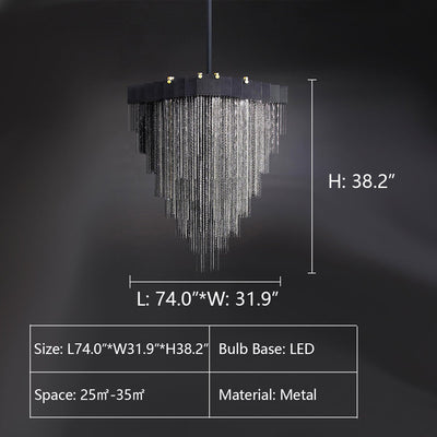 Extra Large Multi - tier Aluminum Tassel Chain Art Chandelier for Villa/Stairs/Foyer/Living Room - cyranlamps