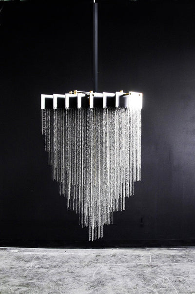 Extra Large Multi - tier Aluminum Tassel Chain Art Chandelier for Villa/Stairs/Foyer/Living Room - cyranlamps