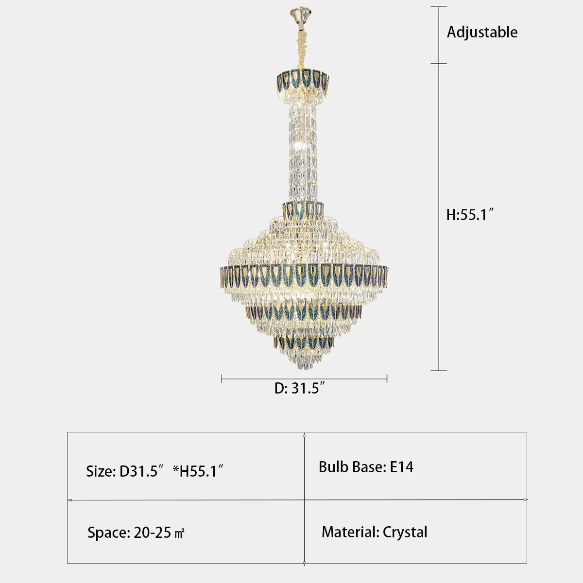 Extra Large Multi - tiered Empire Crystal Chandelier for Big Hallway/Foyer/Staircase - cyranlamps