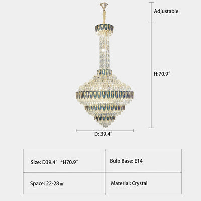 Extra Large Multi - tiered Empire Crystal Chandelier for Big Hallway/Foyer/Staircase - cyranlamps