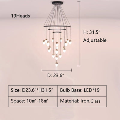 Extra Large Post - Modern Multi - tier Chandelier for High - ceiling Room/Stairs - cyranlamps