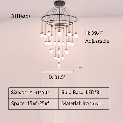 Extra Large Post - Modern Multi - tier Chandelier for High - ceiling Room/Stairs - cyranlamps