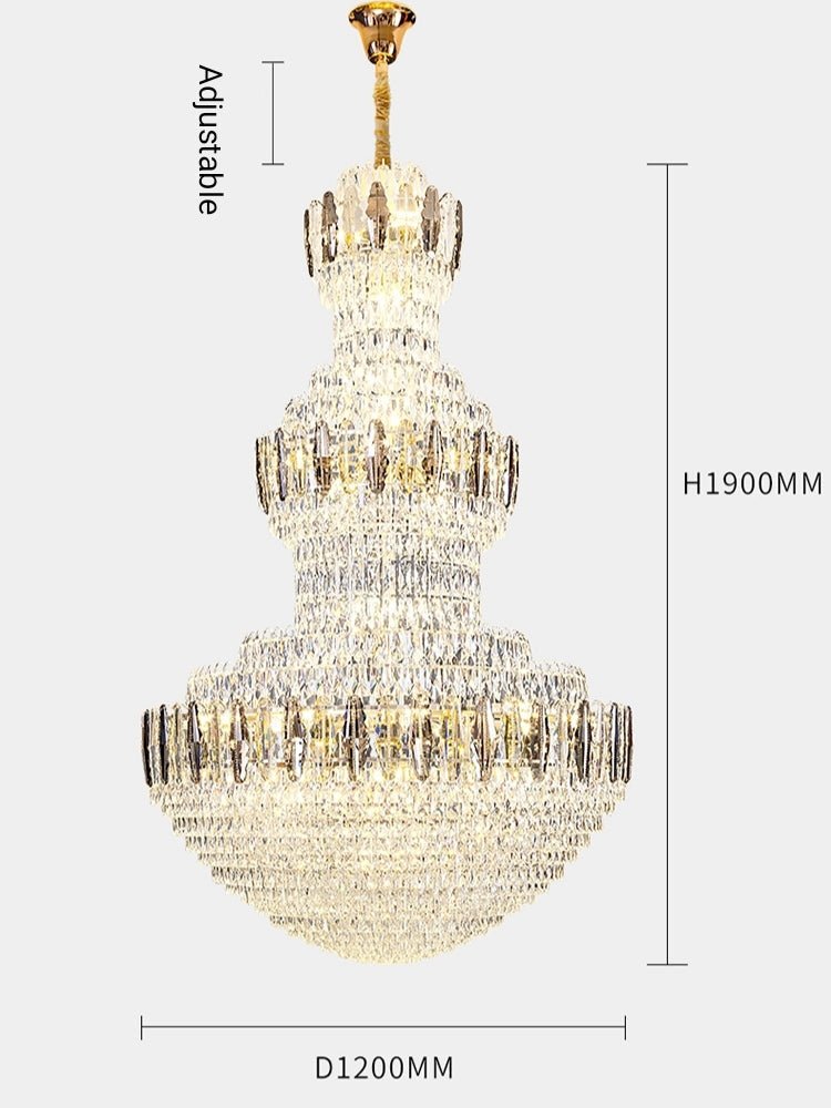Extra Large Round Crystal Chandelier Luxury Foyer High Ceiling Light Fixture For Living Room/ Hotel Hall Entrance - cyranlamps