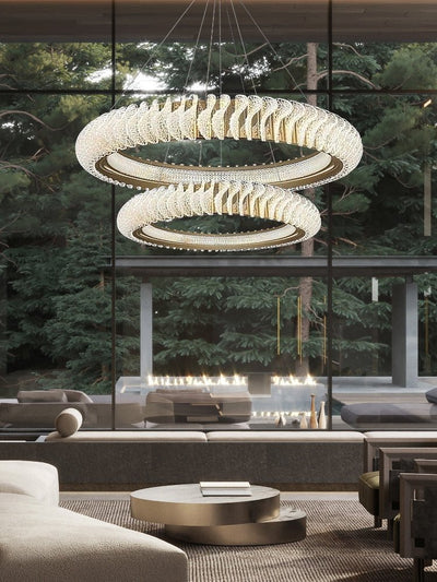Extra Large Tiers Modern Stainless Steel Ring Chandelier for Living Room/Foyer/Big Entrys - cyranlamps