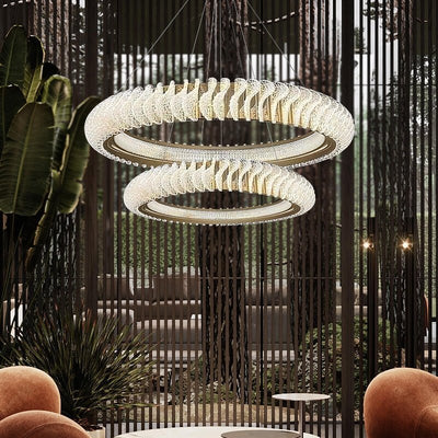 Extra Large Tiers Modern Stainless Steel Ring Chandelier for Living Room/Foyer/Big Entrys - cyranlamps