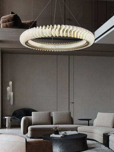 Extra Large Tiers Modern Stainless Steel Ring Chandelier for Living Room/Foyer/Big Entrys - cyranlamps