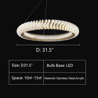 Extra Large Tiers Modern Stainless Steel Ring Chandelier for Living Room/Foyer/Big Entrys - cyranlamps