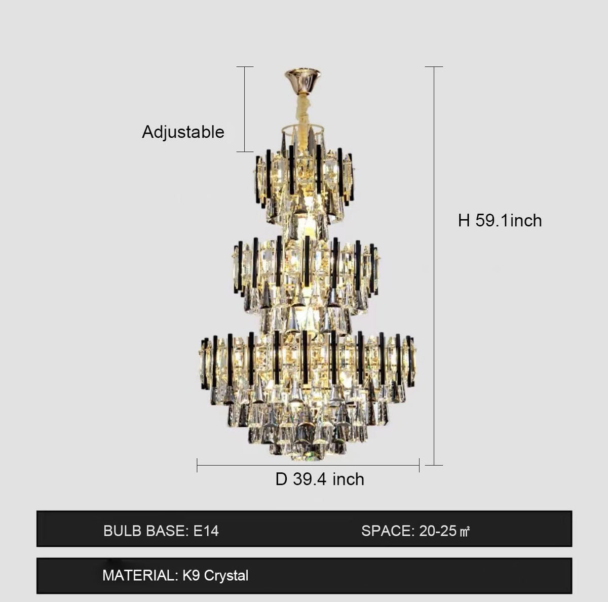 Foyer 3 Layers Extra Large Crystal Chandelier For Living Room Staircase Ceiling Lighting Fixture - cyranlamps