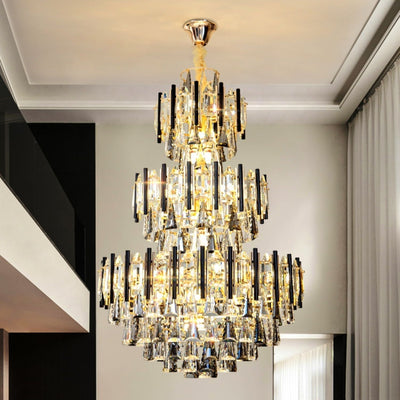 Foyer 3 Layers Extra Large Crystal Chandelier For Living Room Staircase Ceiling Lighting Fixture - cyranlamps