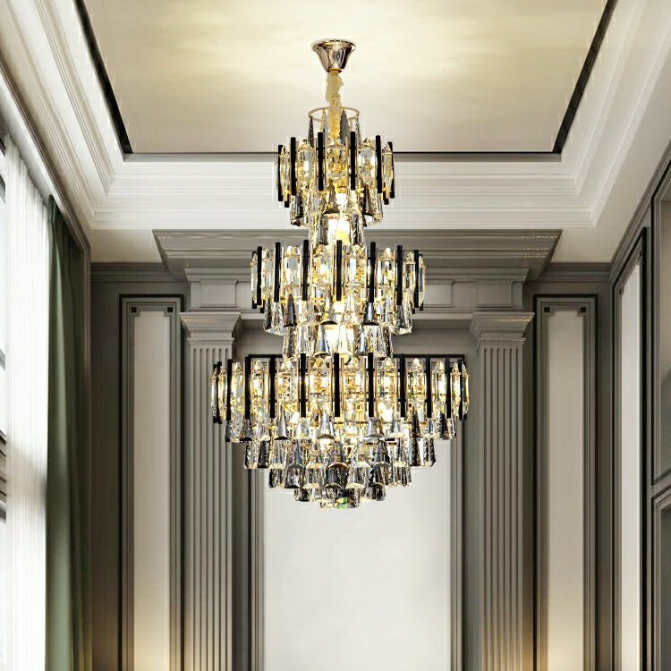 Foyer 3 Layers Extra Large Crystal Chandelier For Living Room Staircase Ceiling Lighting Fixture - cyranlamps