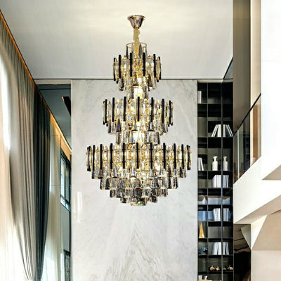 Foyer 3 Layers Extra Large Crystal Chandelier For Living Room Staircase Ceiling Lighting Fixture - cyranlamps