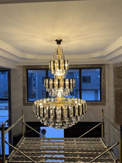 Foyer 3 Layers Extra Large Crystal Chandelier For Living Room Staircase Ceiling Lighting Fixture - cyranlamps