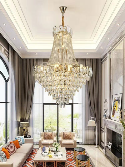Foyer Staircase Chandelier Luxury K9 Crystal Ceiling Light For Living Room / Hallway - cyranlamps