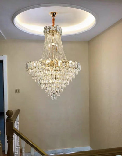 Foyer Staircase Chandelier Luxury K9 Crystal Ceiling Light For Living Room / Hallway - cyranlamps