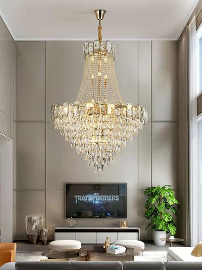 Foyer Staircase Chandelier Luxury K9 Crystal Ceiling Light For Living Room / Hallway - cyranlamps