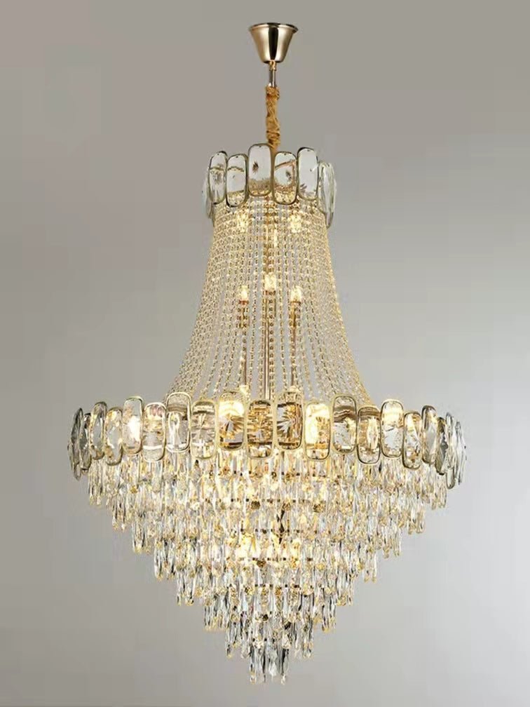 Foyer Staircase Chandelier Luxury K9 Crystal Ceiling Light For Living Room / Hallway - cyranlamps