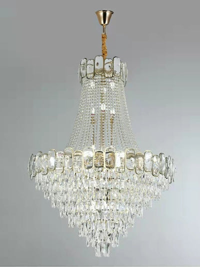 Foyer Staircase Chandelier Luxury K9 Crystal Ceiling Light For Living Room / Hallway - cyranlamps