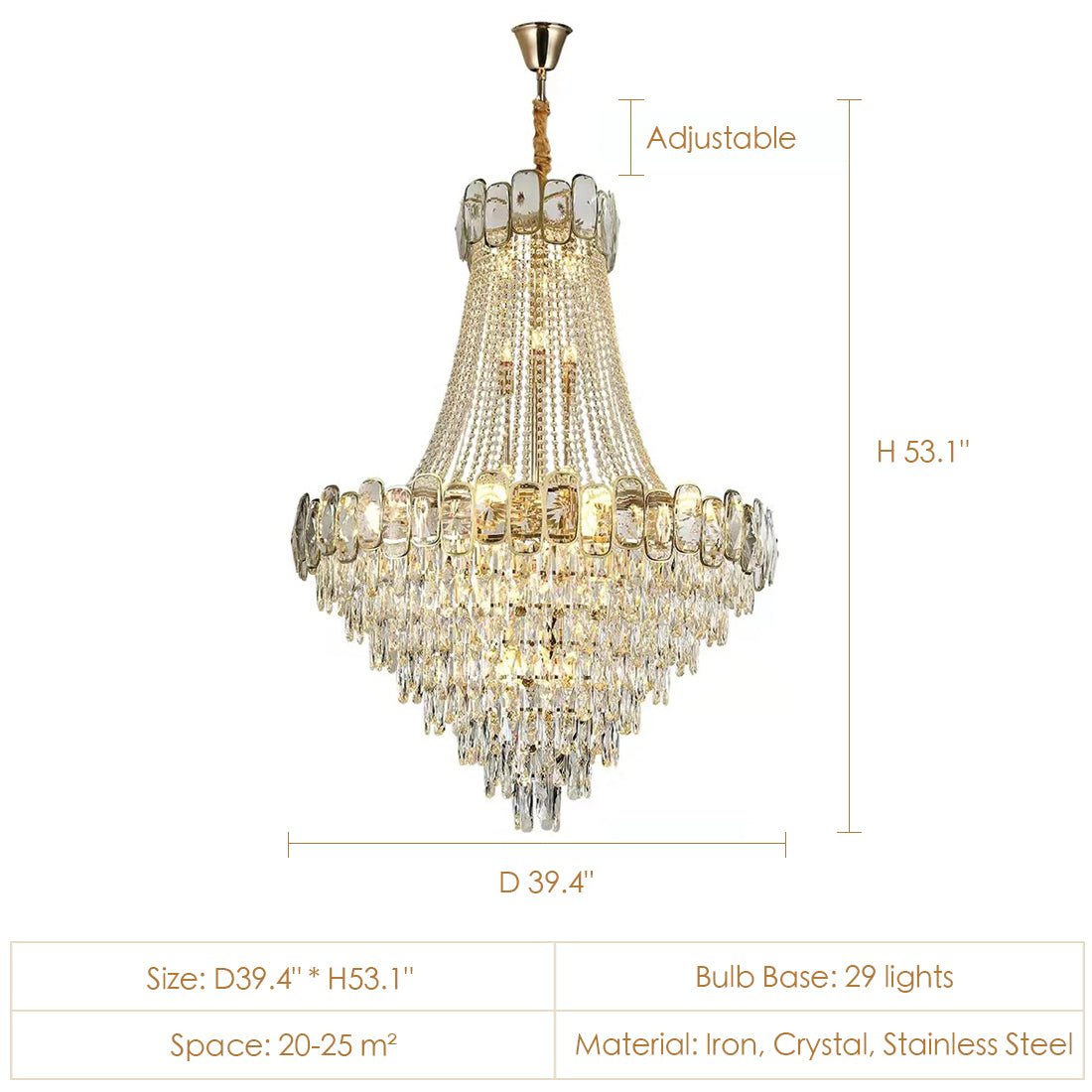 Foyer Staircase Chandelier Luxury K9 Crystal Ceiling Light For Living Room / Hallway - cyranlamps