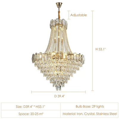 Foyer Staircase Chandelier Luxury K9 Crystal Ceiling Light For Living Room / Hallway - cyranlamps