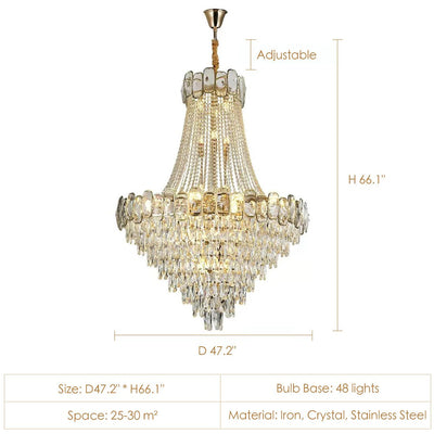 Foyer Staircase Chandelier Luxury K9 Crystal Ceiling Light For Living Room / Hallway - cyranlamps