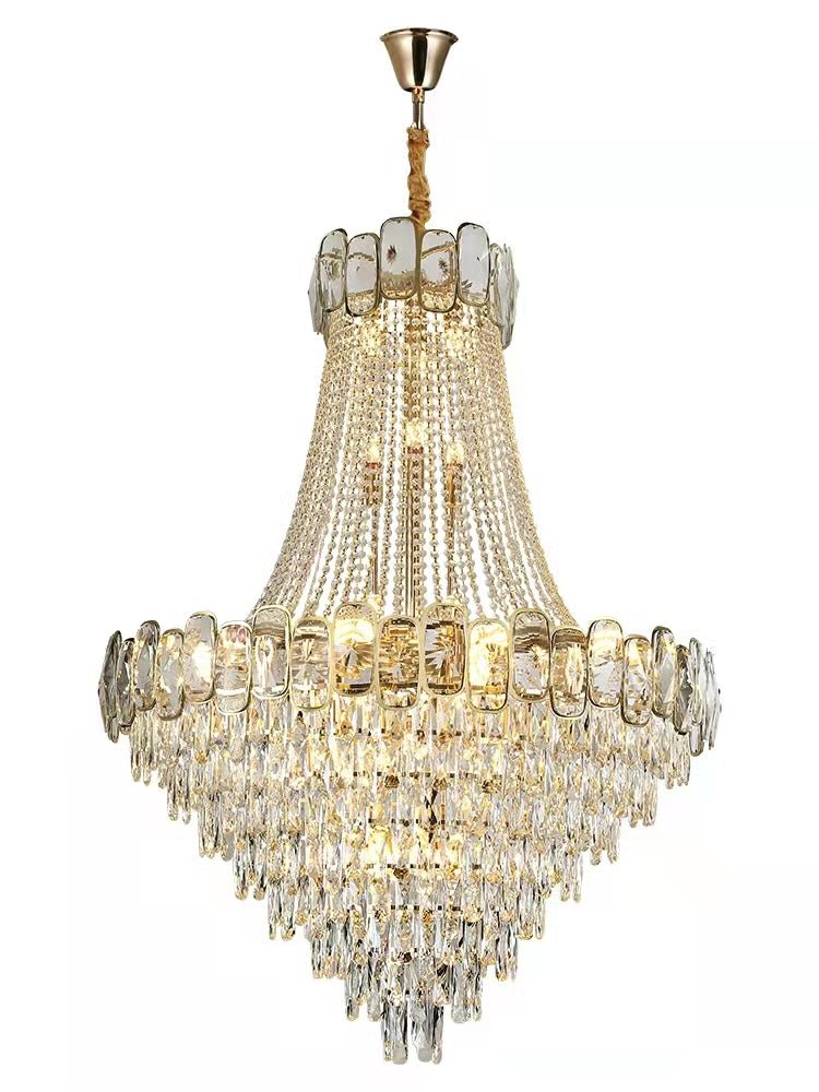 Foyer Staircase Chandelier Luxury K9 Crystal Ceiling Light For Living Room / Hallway - cyranlamps