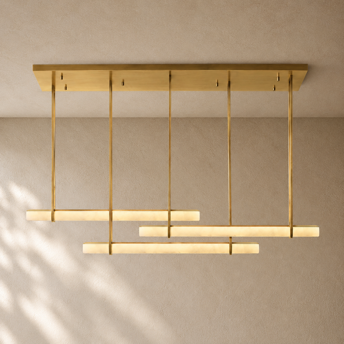 Budubon Alabaster Triple Bar Linear Chandelier