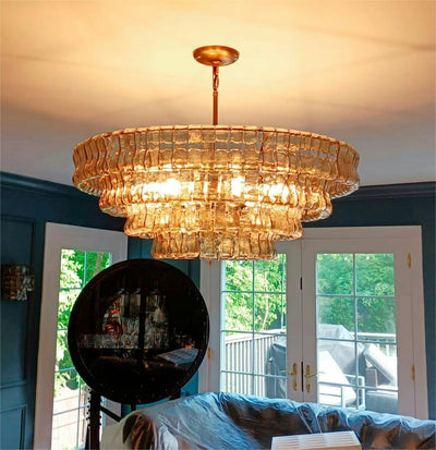 Ghiaccia Glass Round Chandelier - Cyran Lamps