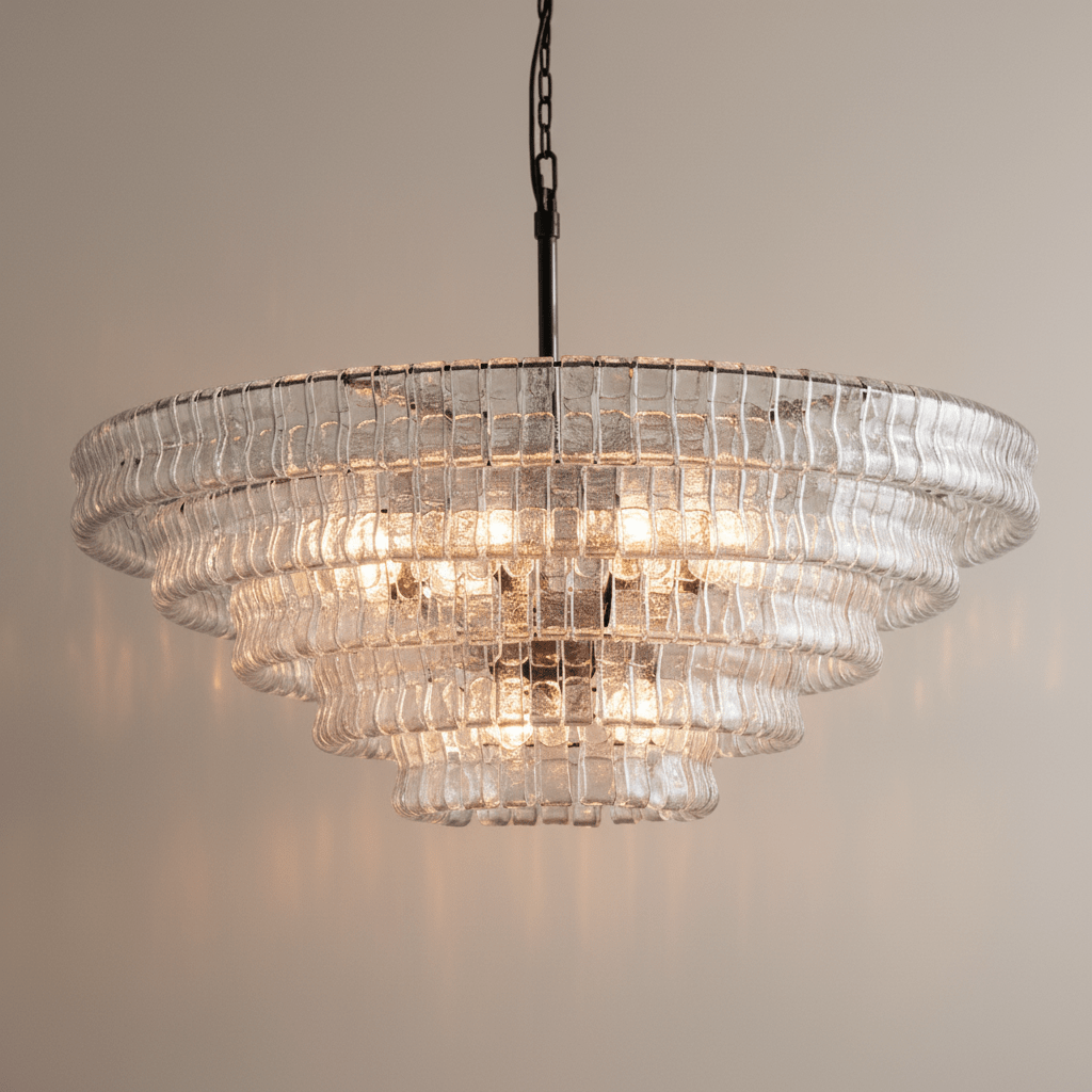 Ghiaccia Glass Round Chandelier - Cyran Lamps