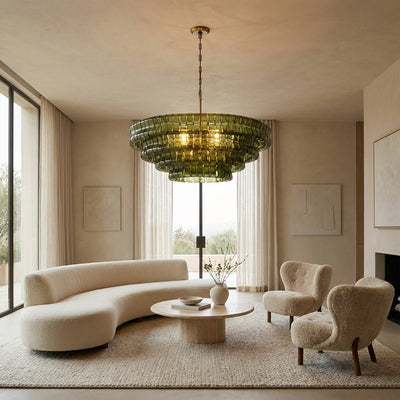 Ghiaccia Glass Round Chandelier - Cyran Lamps