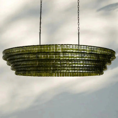 Ghiaccio Glass Oval Chandelier 54''65'' - Cyran Lamps