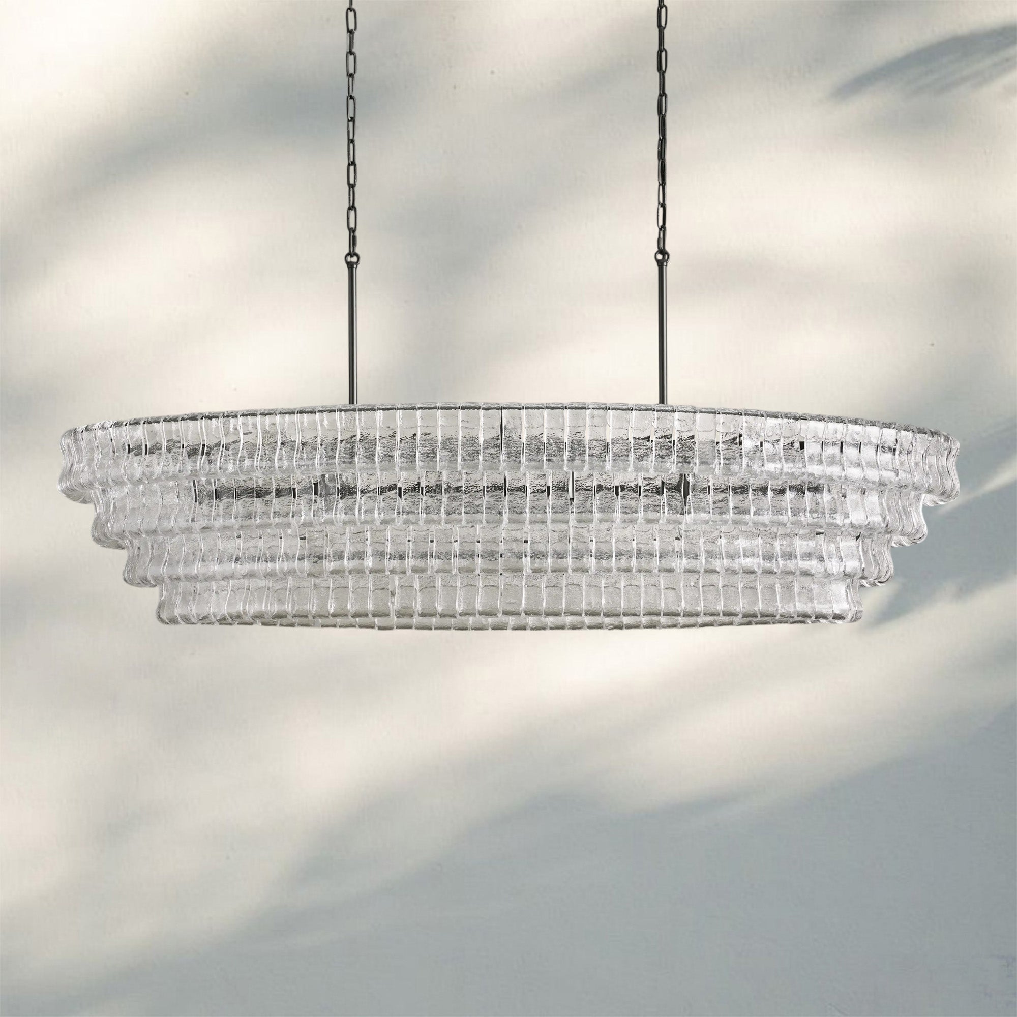 Ghiaccio Glass Oval Chandelier 54''65'' - Cyran Lamps